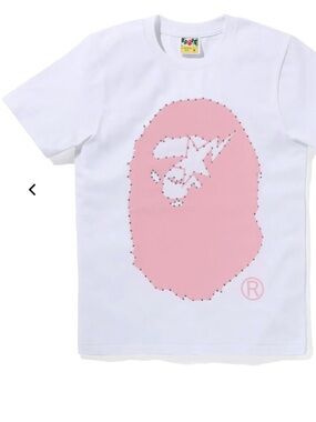 BAPE Women Pink Logo Tee - White